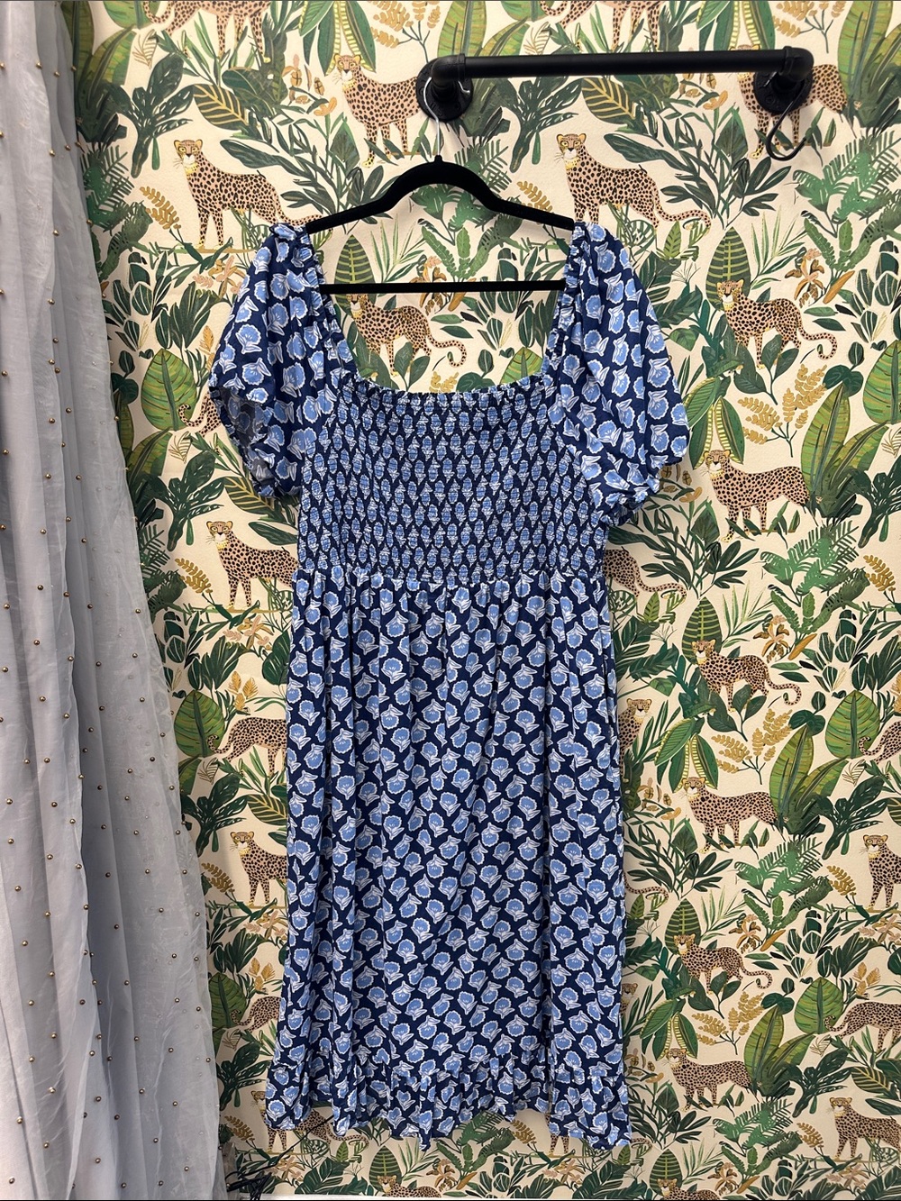 J. Crew Blue Floral Smocked Sundress - Women XL